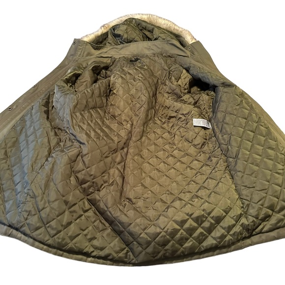 Banana Republic Army Green Parka Coat With Fur Hood - Picture 8 of 10